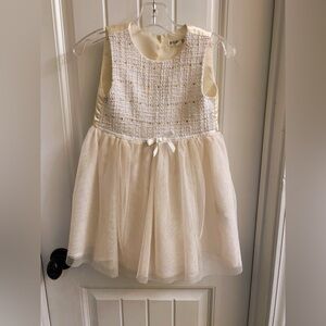 Nannette Cream and White Formal Kids Dress